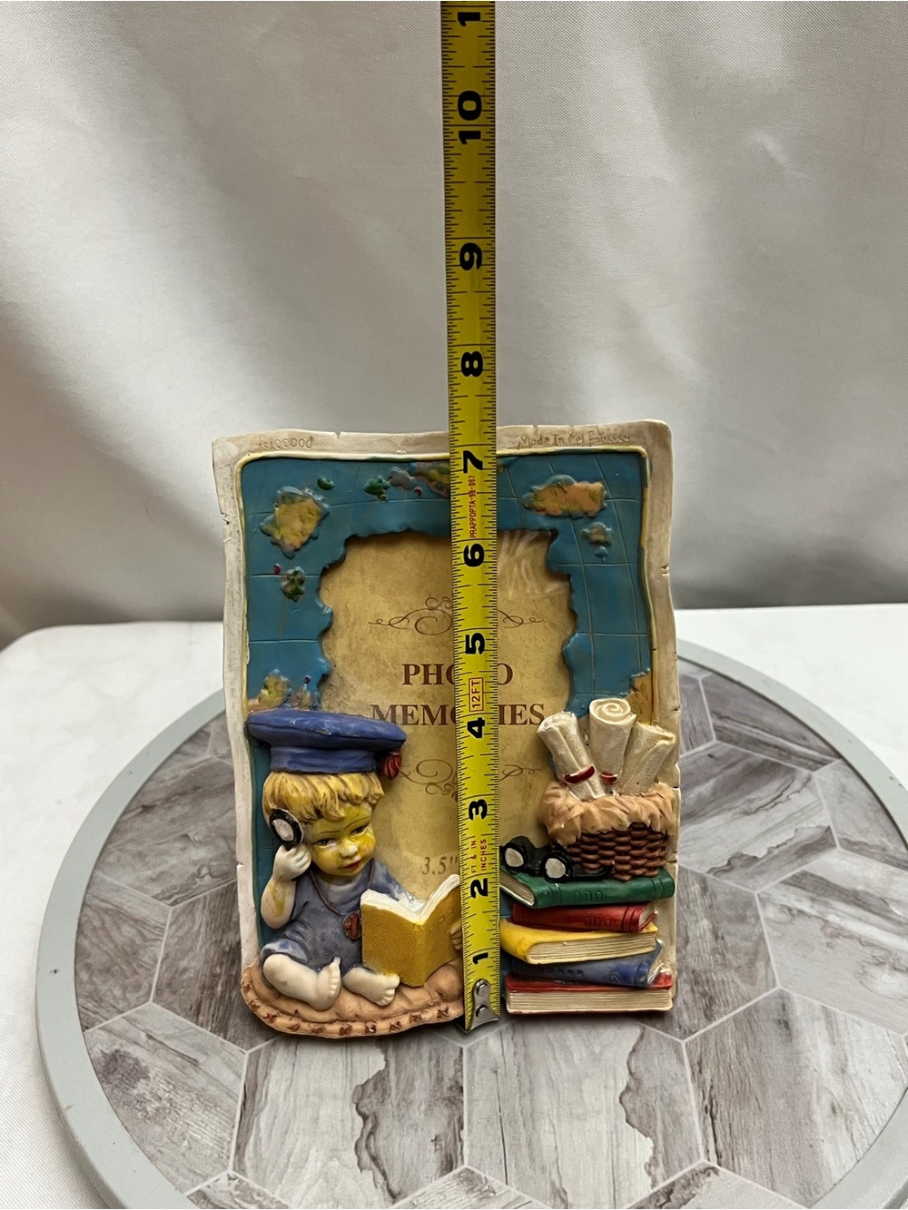 Photo Plus 3.5x5 School Child Books Map 3D Resin Picture Frame Vintage Decor - Picture 6 of 7
